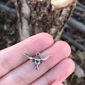Longhorn charm pendant. 925 silver. For necklace or charm bracelet.